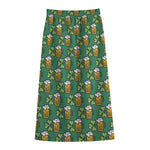 Cute Saint Patrick's Day Pattern Print Cotton Front Slit Maxi Skirt