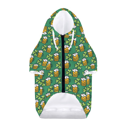 Cute Saint Patrick's Day Pattern Print Dog Zip Up Hoodie