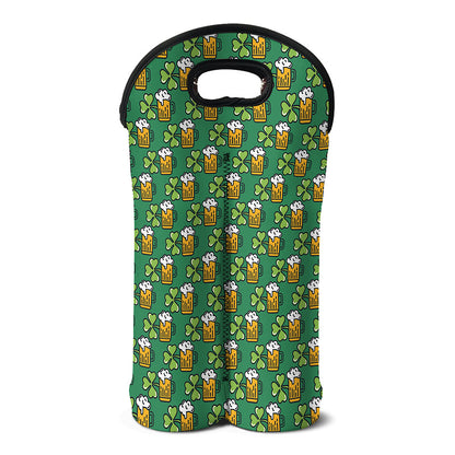 Cute Saint Patrick's Day Pattern Print Double Neoprene Wine Tote
