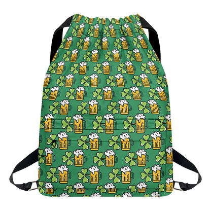 Cute Saint Patrick's Day Pattern Print Drawstring Backpack