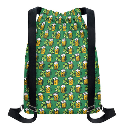 Cute Saint Patrick's Day Pattern Print Drawstring Backpack