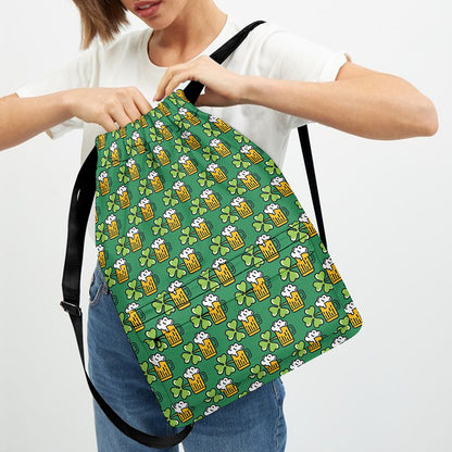 Cute Saint Patrick's Day Pattern Print Drawstring Backpack