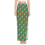 Cute Saint Patrick's Day Pattern Print High Slit Maxi Skirt