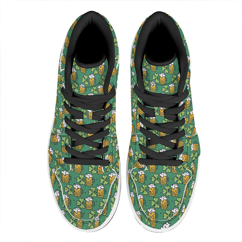 Cute Saint Patrick's Day Pattern Print High Top Leather Sneakers