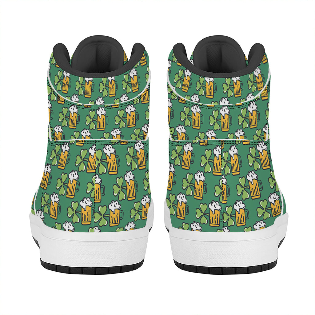 Cute Saint Patrick's Day Pattern Print High Top Leather Sneakers