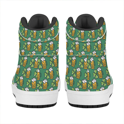 Cute Saint Patrick's Day Pattern Print High Top Leather Sneakers