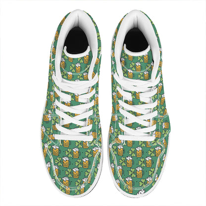 Cute Saint Patrick's Day Pattern Print High Top Leather Sneakers