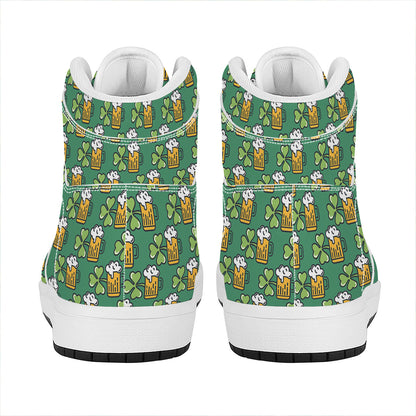 Cute Saint Patrick's Day Pattern Print High Top Leather Sneakers