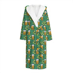 Cute Saint Patrick's Day Pattern Print Hooded Bathrobe