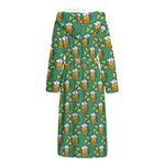 Cute Saint Patrick's Day Pattern Print Hooded Bathrobe