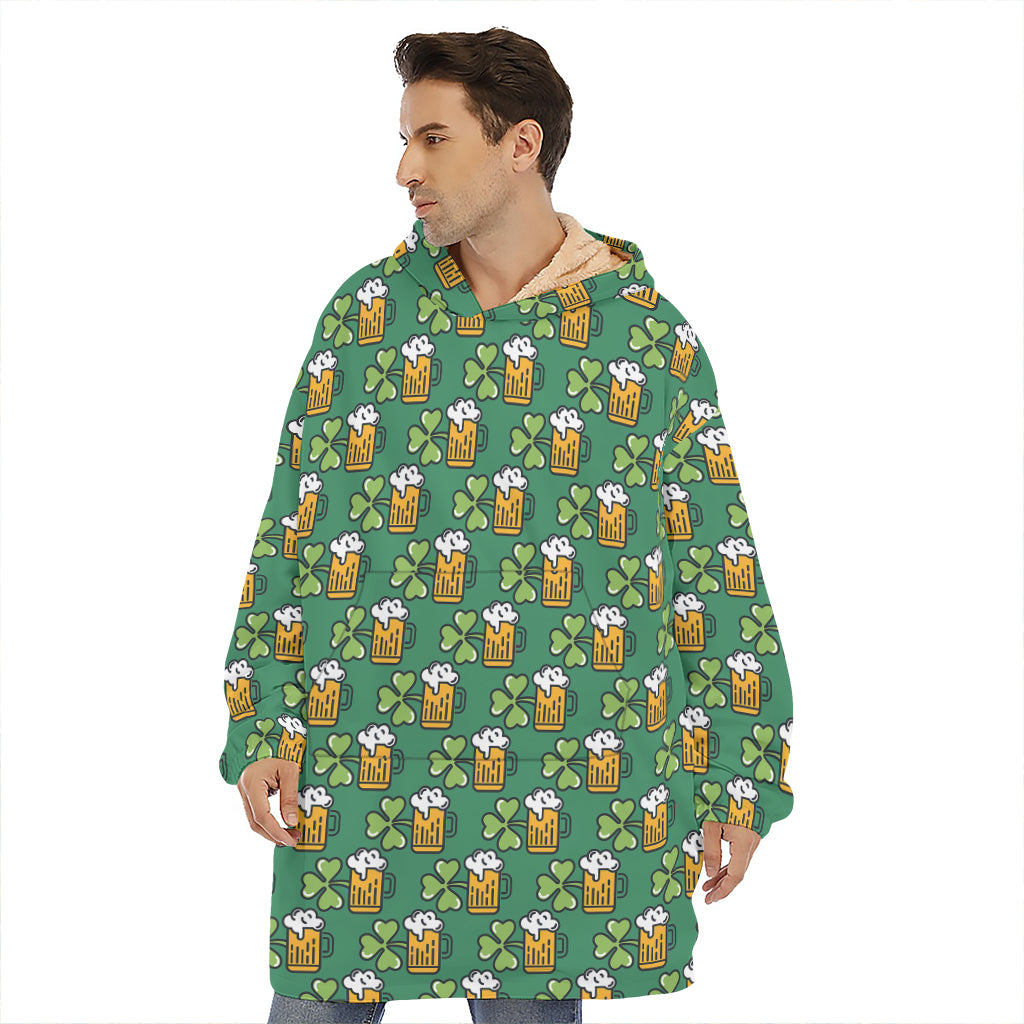 Cute Saint Patrick's Day Pattern Print Hoodie Blanket