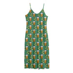 Cute Saint Patrick's Day Pattern Print Jersey Midi Cami Dress