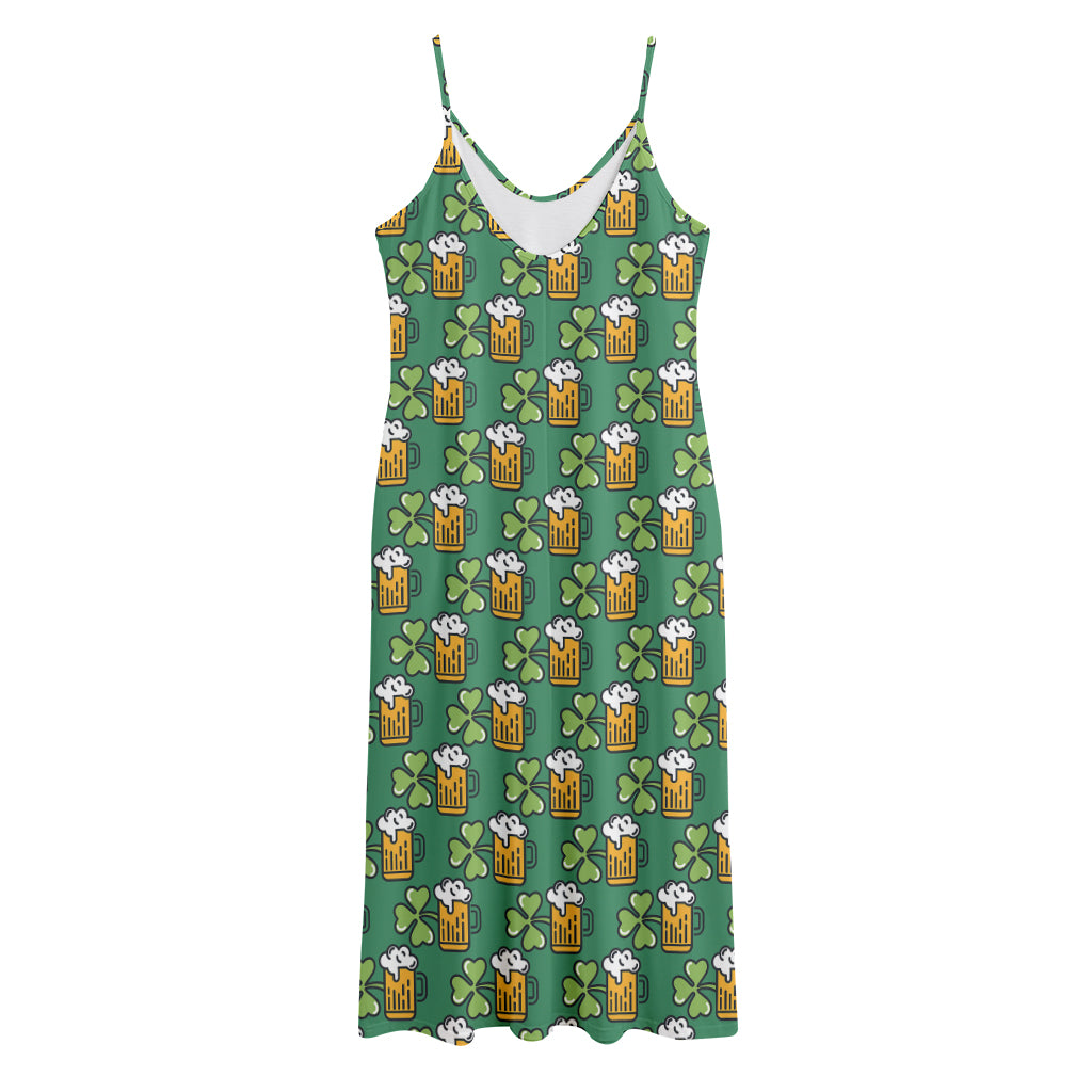 Cute Saint Patrick's Day Pattern Print Jersey Midi Cami Dress