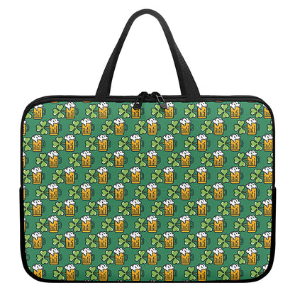 Cute Saint Patrick's Day Pattern Print Laptop Sleeve With Handle