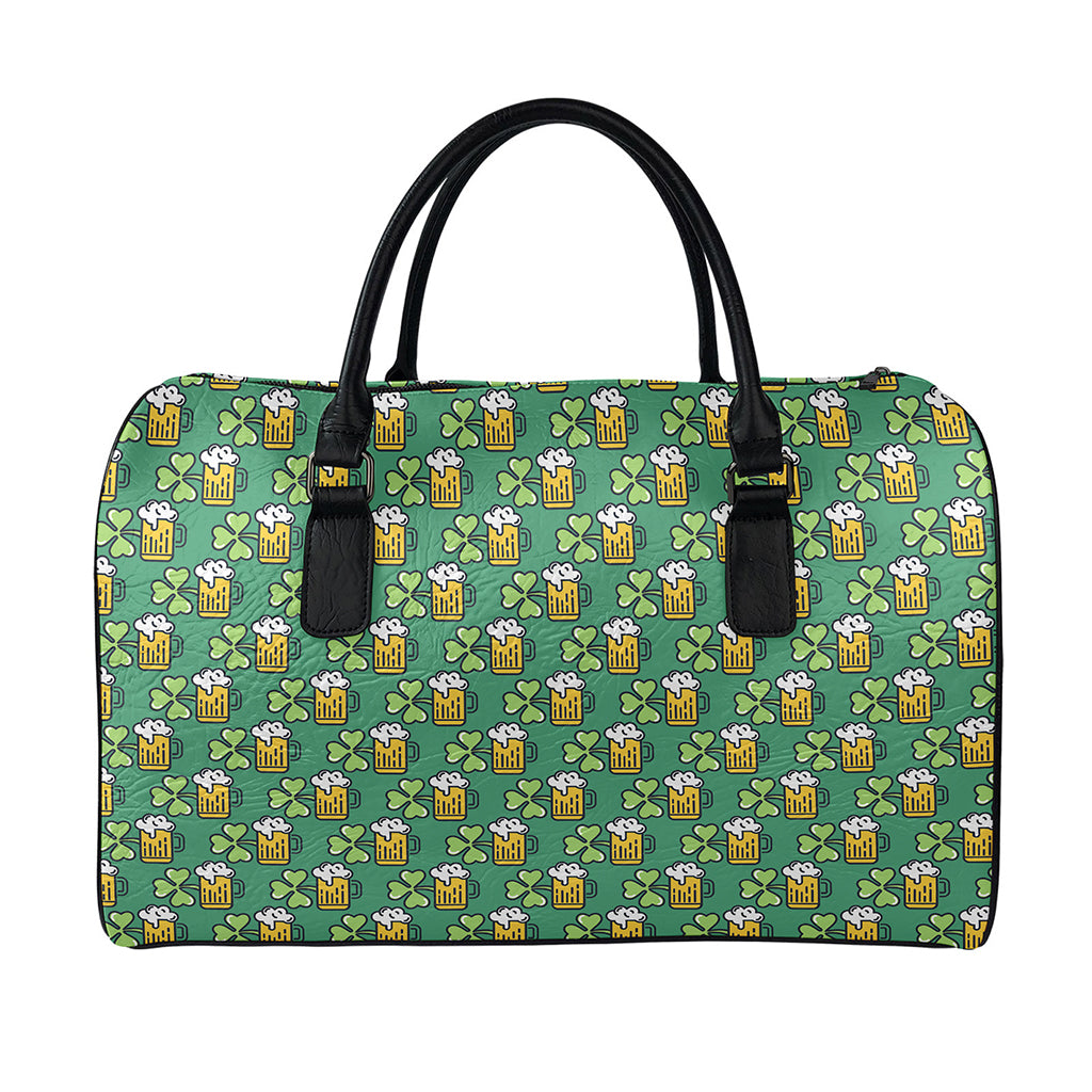 Cute Saint Patrick's Day Pattern Print Leather Duffle Bag