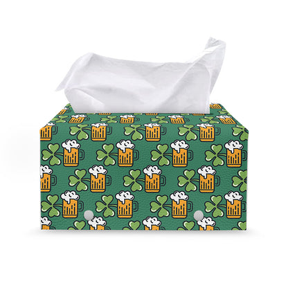 Cute Saint Patrick's Day Pattern Print Leather Tissue Box Cover