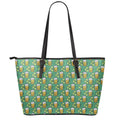 Cute Saint Patrick's Day Pattern Print Leather Tote Bag With Zipper