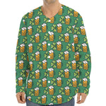Cute Saint Patrick's Day Pattern Print Long Sleeve Baseball Jersey