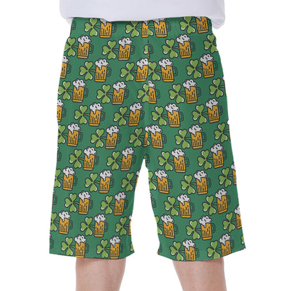 Cute Saint Patrick's Day Pattern Print Men's Beach Shorts