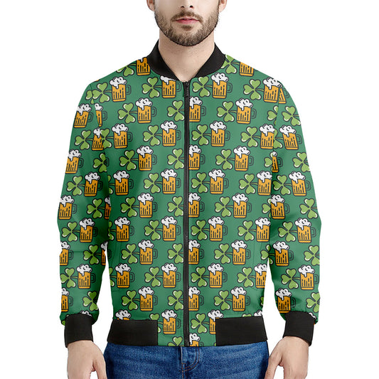 Cute Saint Patrick's Day Pattern Print Men's Bomber Jacket