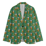Cute Saint Patrick's Day Pattern Print Men's Cotton Blazer