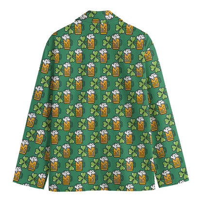 Cute Saint Patrick's Day Pattern Print Men's Cotton Blazer