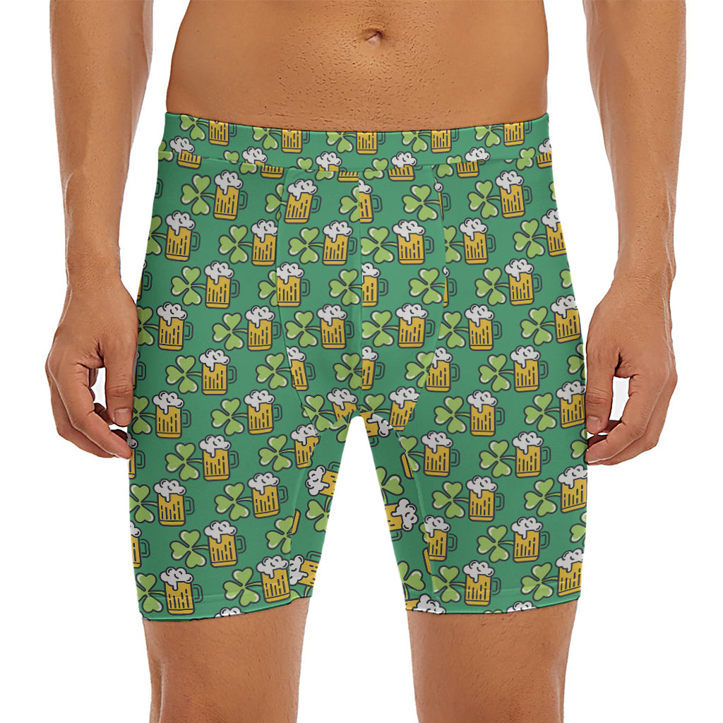 Cute Saint Patrick's Day Pattern Print Men's Long Boxer Briefs