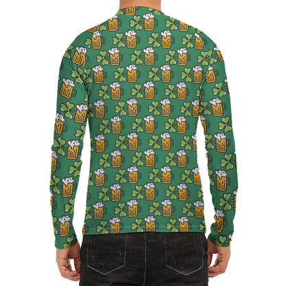 Cute Saint Patrick's Day Pattern Print Men's Long Sleeve Rash Guard