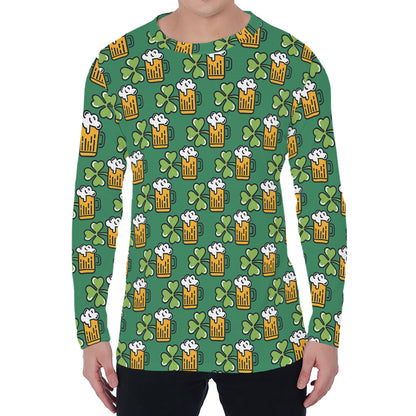Cute Saint Patrick's Day Pattern Print Men's Long Sleeve T-Shirt