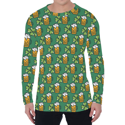 Cute Saint Patrick's Day Pattern Print Men's Long Sleeve T-Shirt