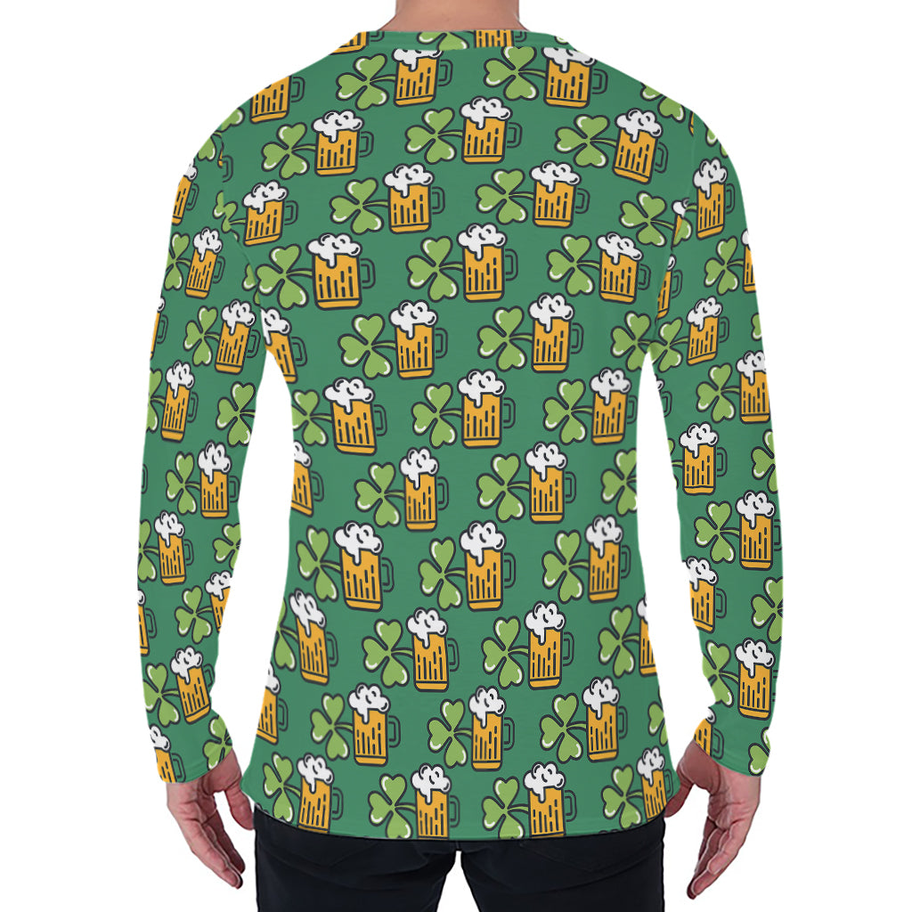 Cute Saint Patrick's Day Pattern Print Men's Long Sleeve T-Shirt