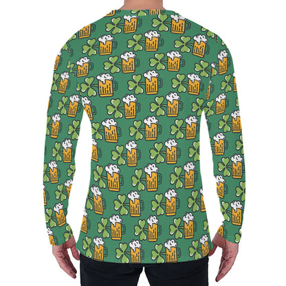 Cute Saint Patrick's Day Pattern Print Men's Long Sleeve T-Shirt