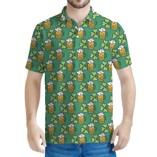 Cute Saint Patrick's Day Pattern Print Men's Polo Shirt