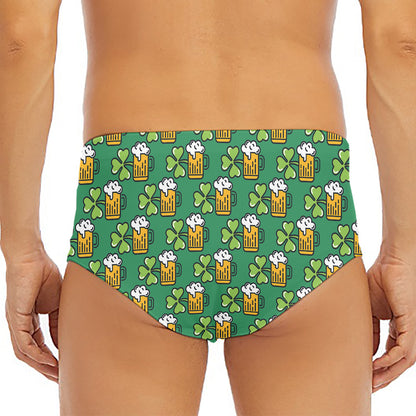 Cute Saint Patrick's Day Pattern Print Men's Triangle Swim Briefs