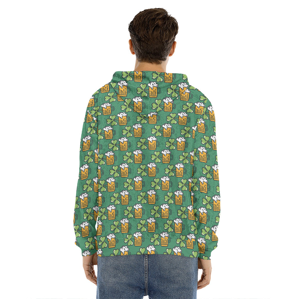 Cute Saint Patrick's Day Pattern Print Men's Velvet Pullover Hoodie