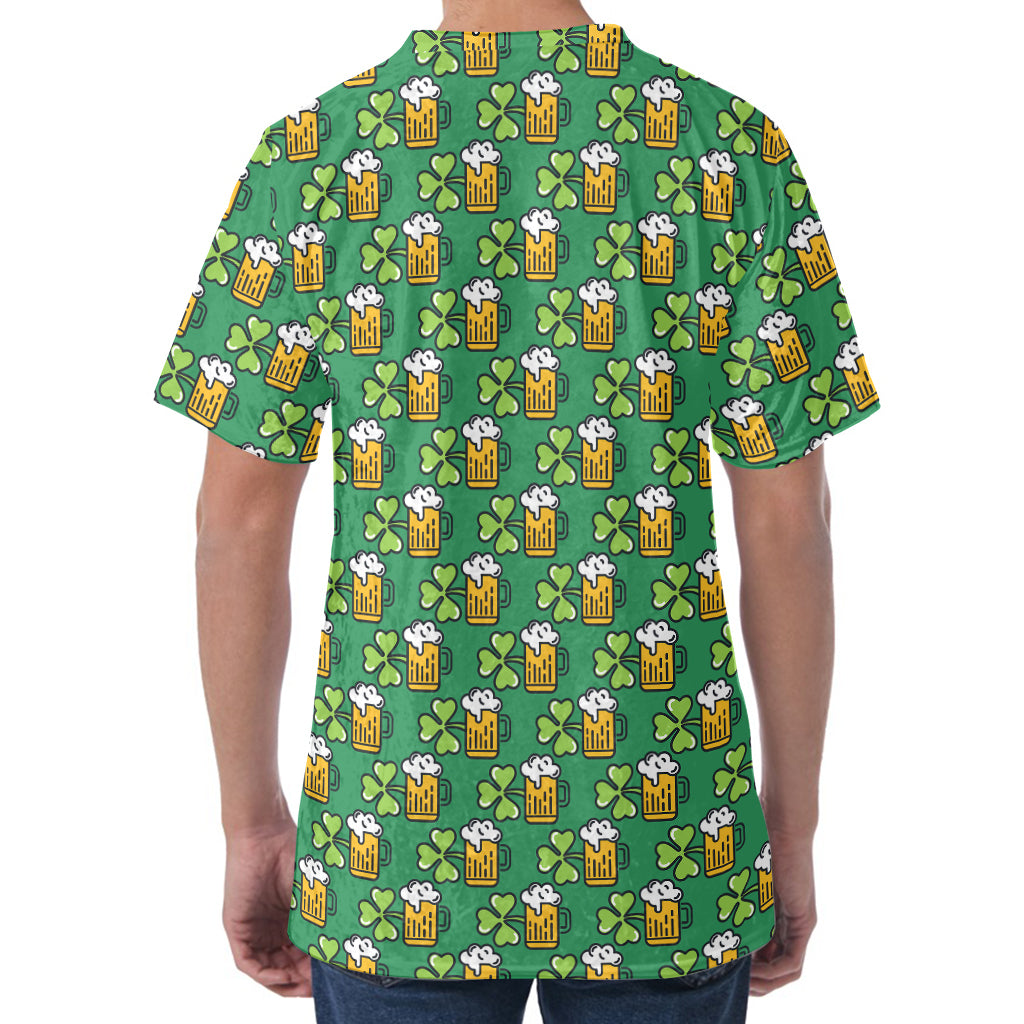 Cute Saint Patrick's Day Pattern Print Men's Velvet T-Shirt