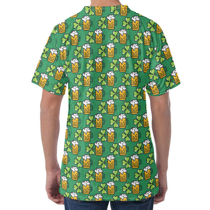Cute Saint Patrick's Day Pattern Print Men's Velvet T-Shirt