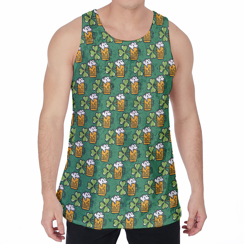 Cute Saint Patrick's Day Pattern Print Men's Velvet Tank Top