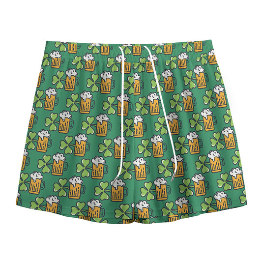 Cute Saint Patrick's Day Pattern Print Mesh Shorts
