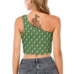 Cute Saint Patrick's Day Pattern Print One Shoulder Crop Top