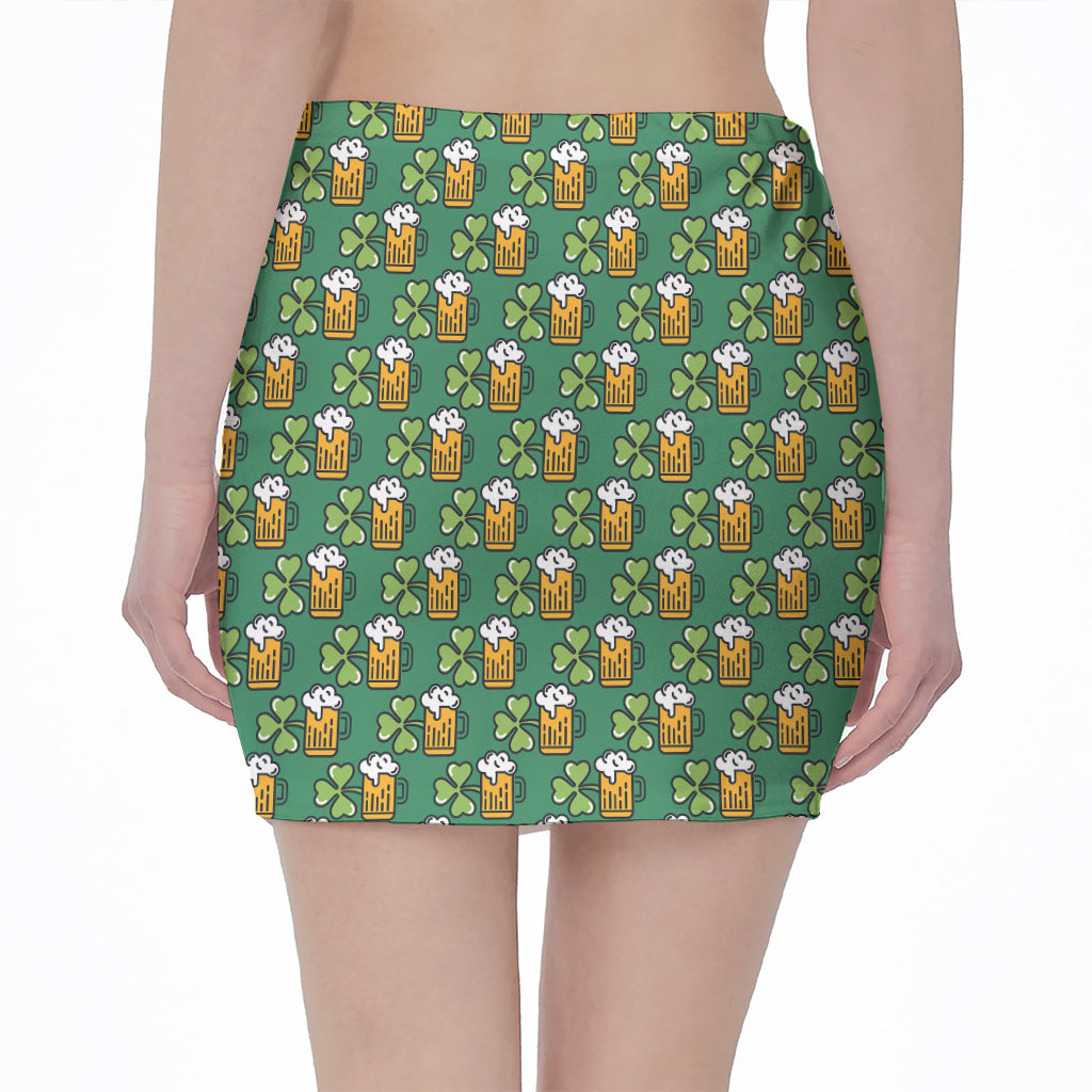Cute Saint Patrick's Day Pattern Print Pencil Mini Skirt