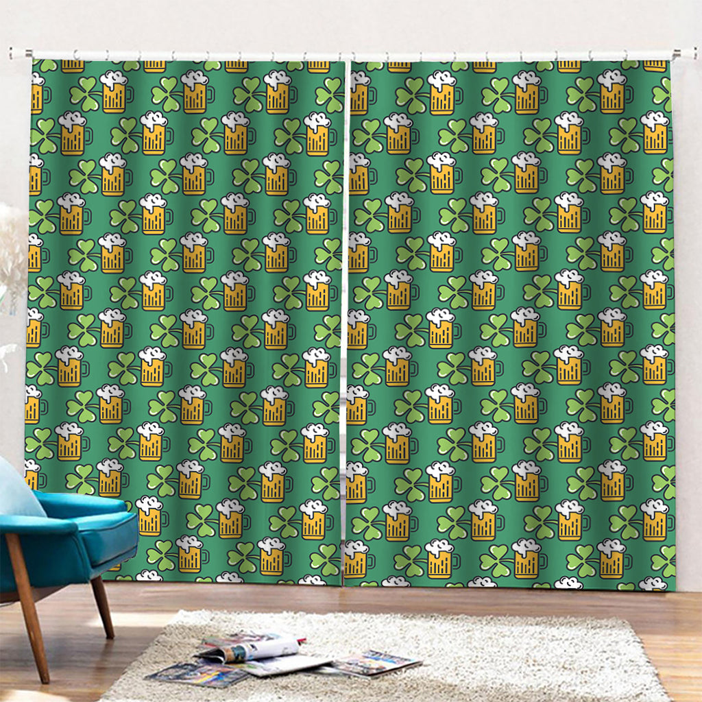 Cute Saint Patrick's Day Pattern Print Pencil Pleat Curtains