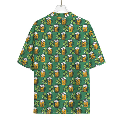 Cute Saint Patrick's Day Pattern Print Rayon Hawaiian Shirt