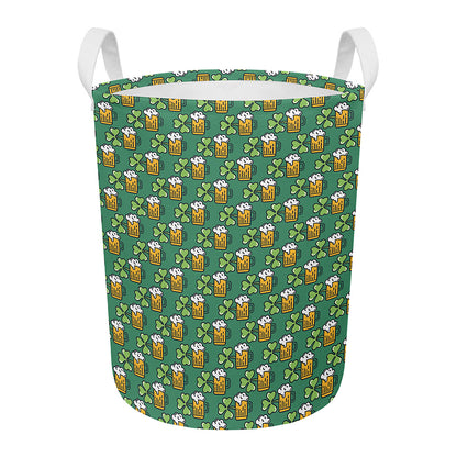 Cute Saint Patrick's Day Pattern Print Round Laundry Basket