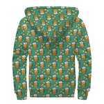 Cute Saint Patrick's Day Pattern Print Sherpa Lined Zip Up Hoodie