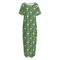 Cute Saint Patrick's Day Pattern Print Short Sleeve Long Nightdress