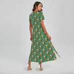 Cute Saint Patrick's Day Pattern Print Short Sleeve Maxi Dress