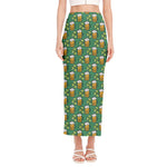 Cute Saint Patrick's Day Pattern Print Side Slit Maxi Skirt