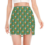 Cute Saint Patrick's Day Pattern Print Side Slit Mini Skirt