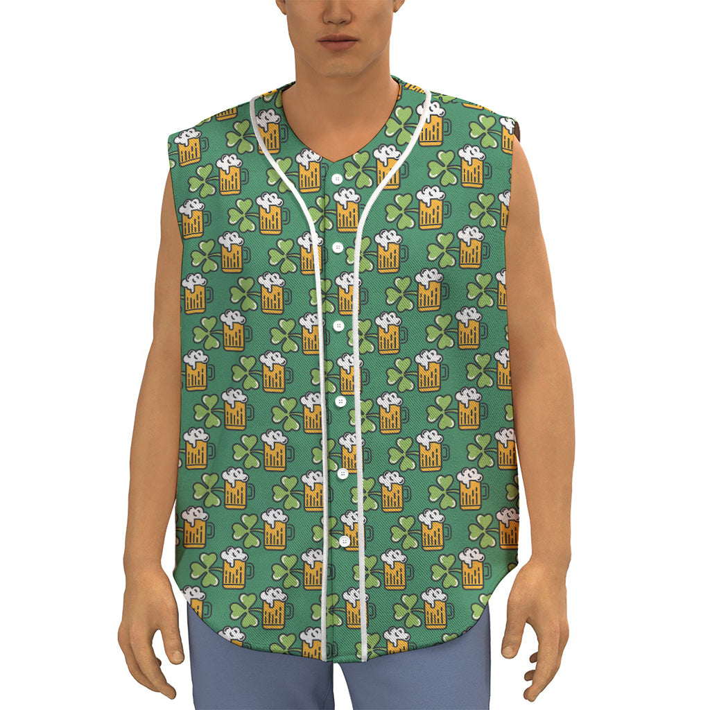 Cute Saint Patrick's Day Pattern Print Sleeveless Baseball Jersey